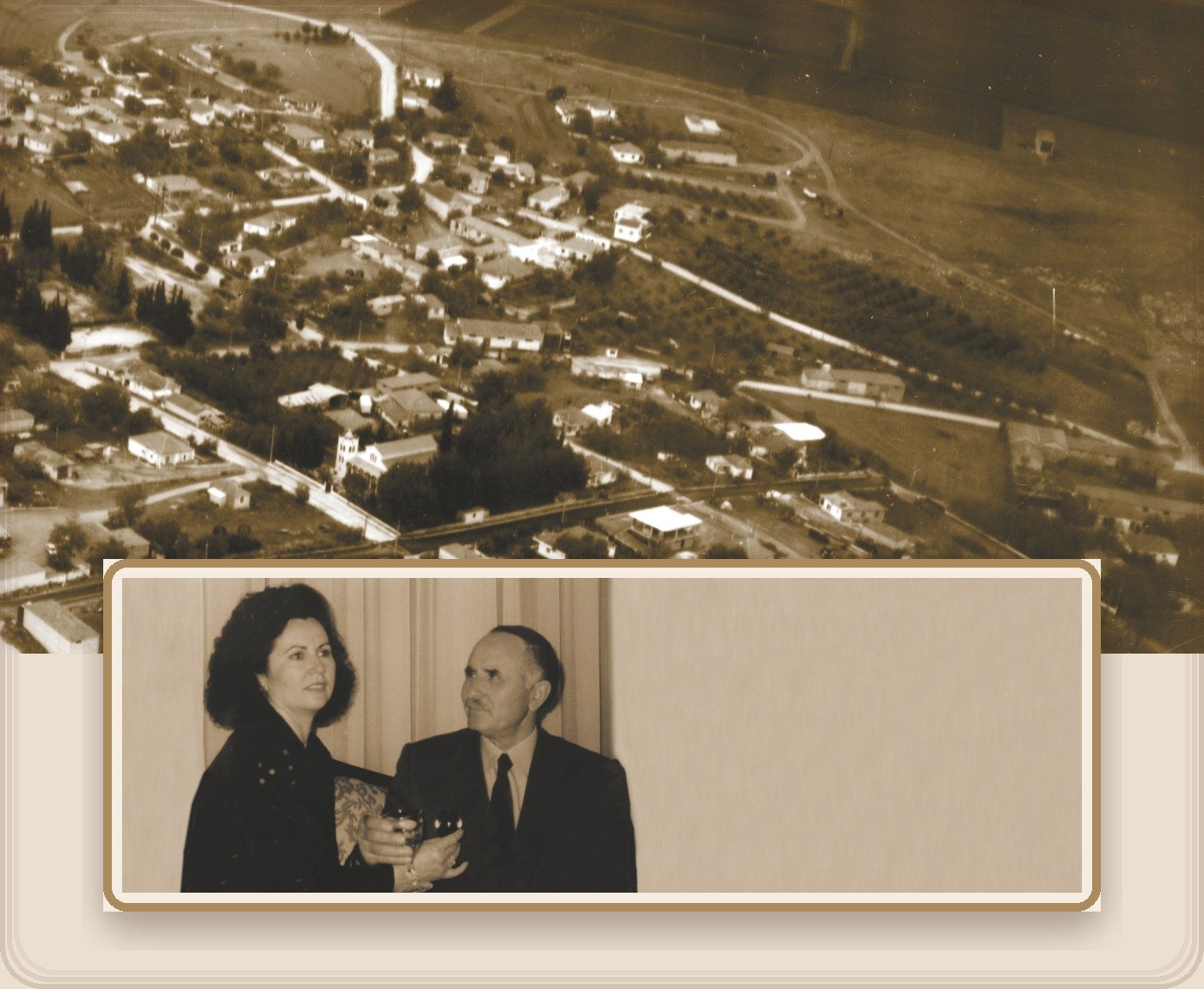 Ιστορική σύνθεση με το χωριό και τους παππούδες του οινοποιείου